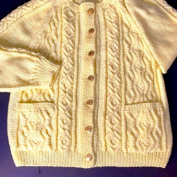 Yellow Chunky Cable Knit Cardigan XL - Picture 7 of 17
